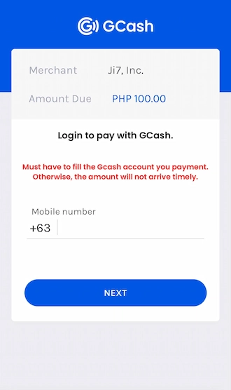 Step 2: Log in to your GCash account using your registered mobile number.